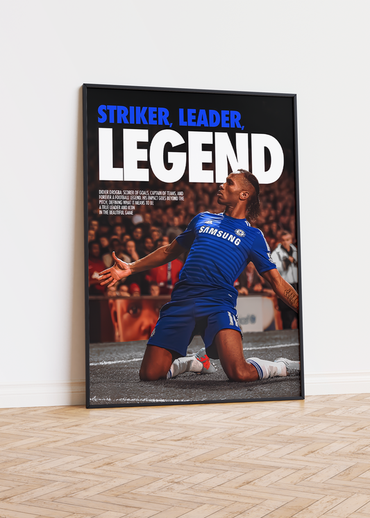 Didier Drogba 'Striker Leader Legend' Poster