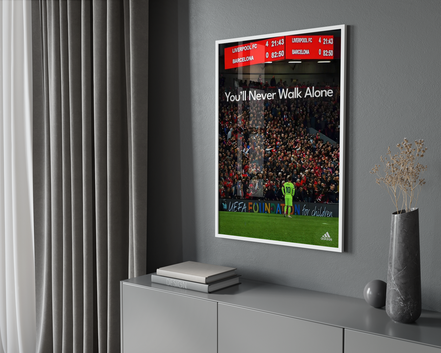 Messi gegen Liverpool „Walk Alone“-Poster