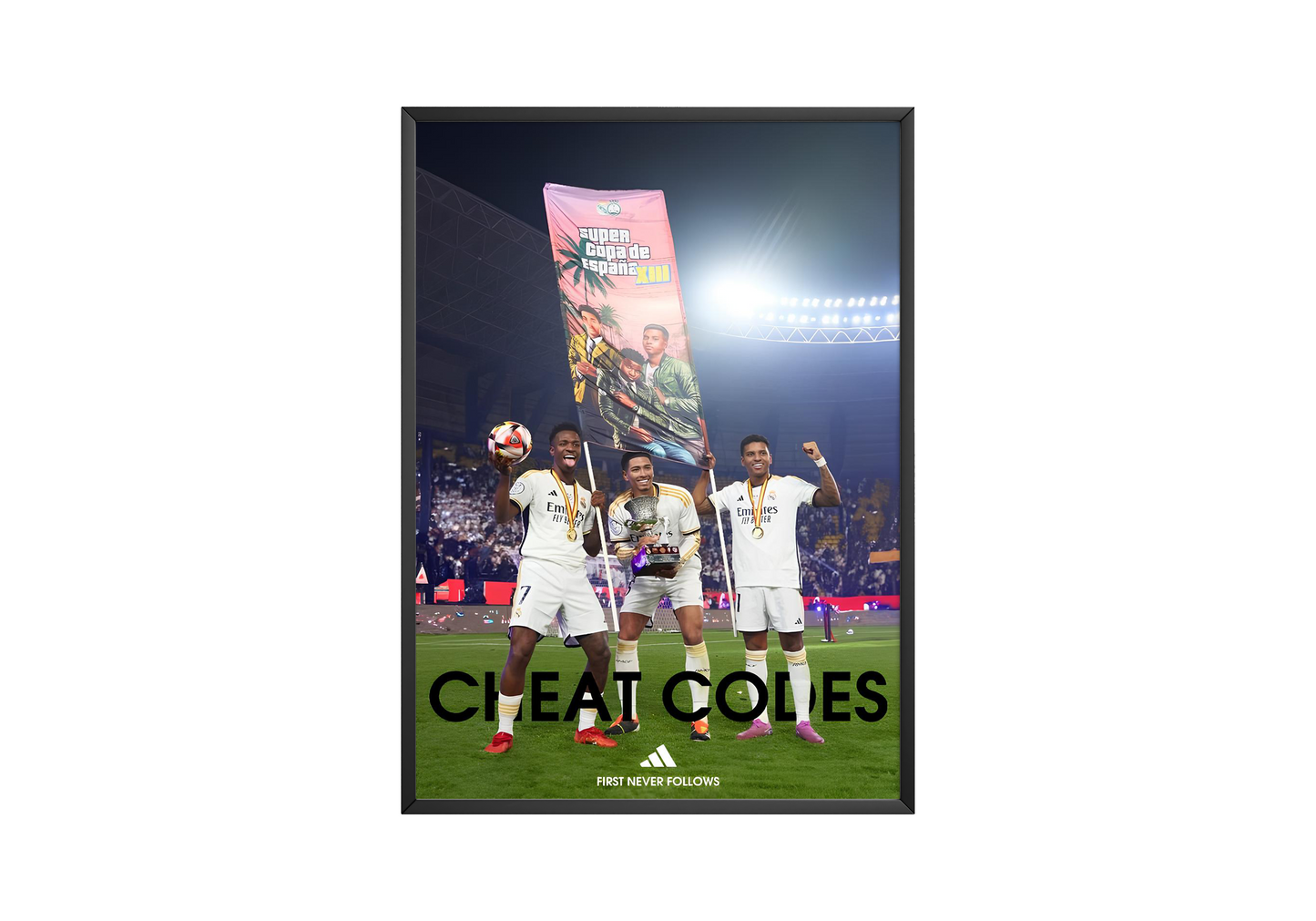 Vini, Bellingham & Rodrygo 'Cheat Codes' Poster