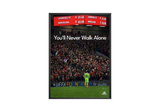 Messi gegen Liverpool „Walk Alone“-Poster