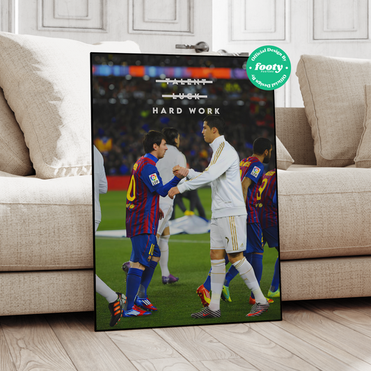 Messi &amp; Ronaldo „Harte Arbeit“-Poster