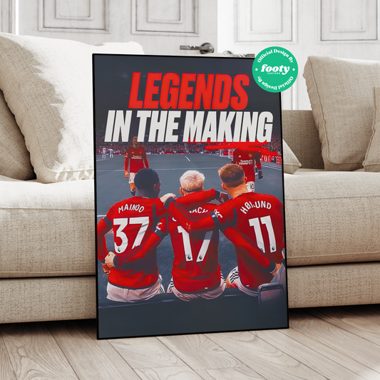 Mainoo, Garnacho & Højlund 'Legends In The Making' Poster