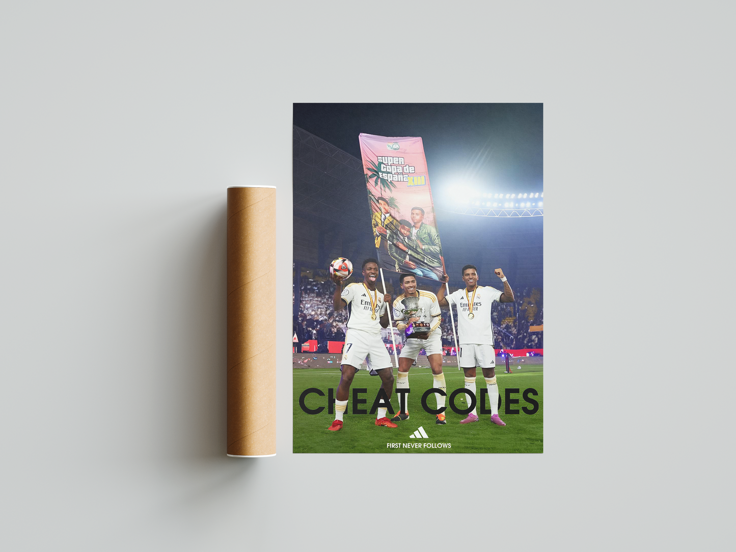 Vini, Bellingham & Rodrygo 'Cheat Codes' Poster