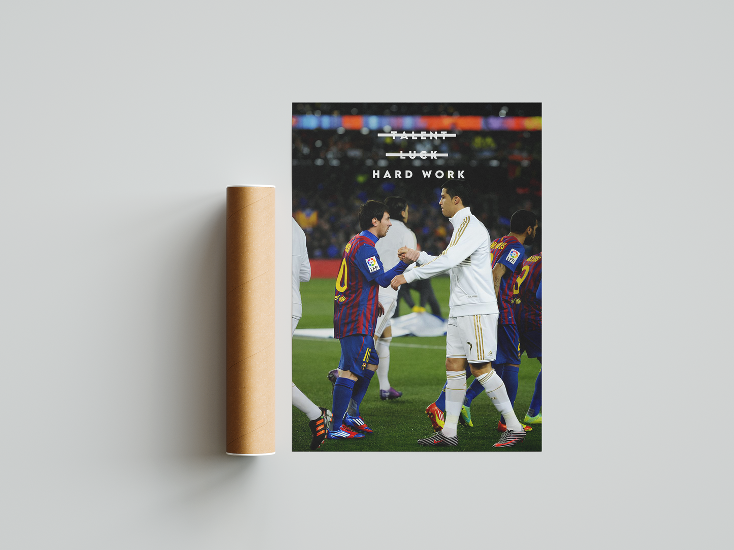 Messi &amp; Ronaldo „Harte Arbeit“-Poster