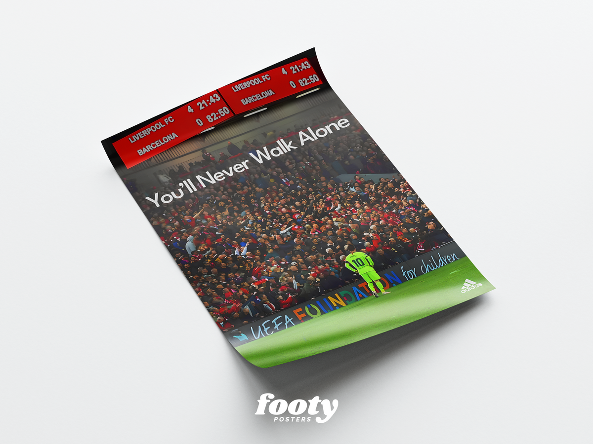 Messi v Liverpool 'Walk Alone' Poster